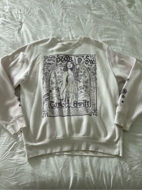 Taylor Swift Cream Crewneck Sweatshirt with Purple Speak Now Artwork
